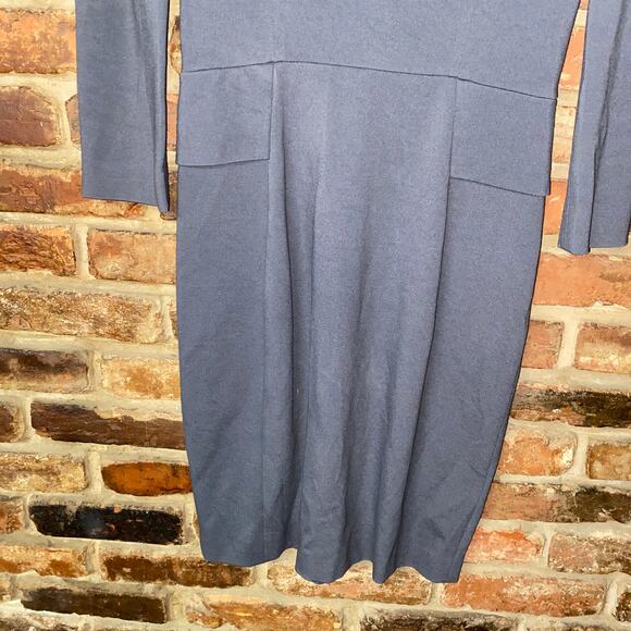 LaVia 18 Gray Italian Long Sleeve Sheath V-Neck Dress Women's Size 40 US 6 - Picture 3 of 8